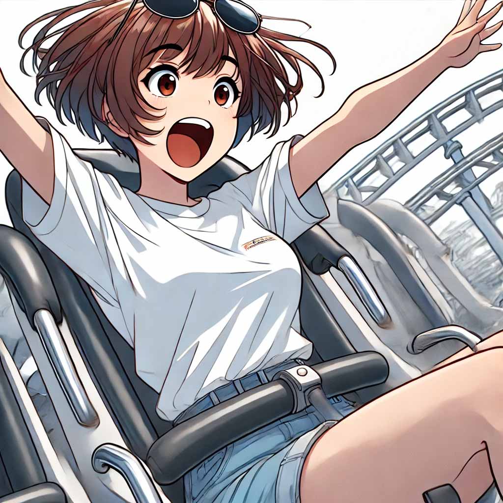 メガネが飛ばされそうな中学生女子