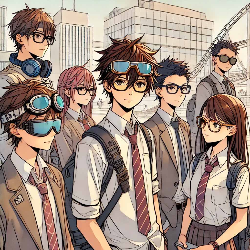 色々なメガネをしている中学生たち