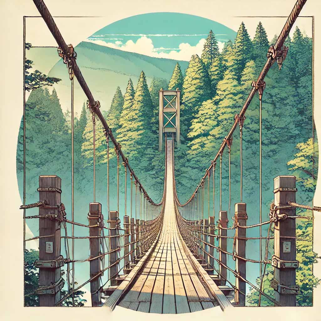 山の中の吊り橋