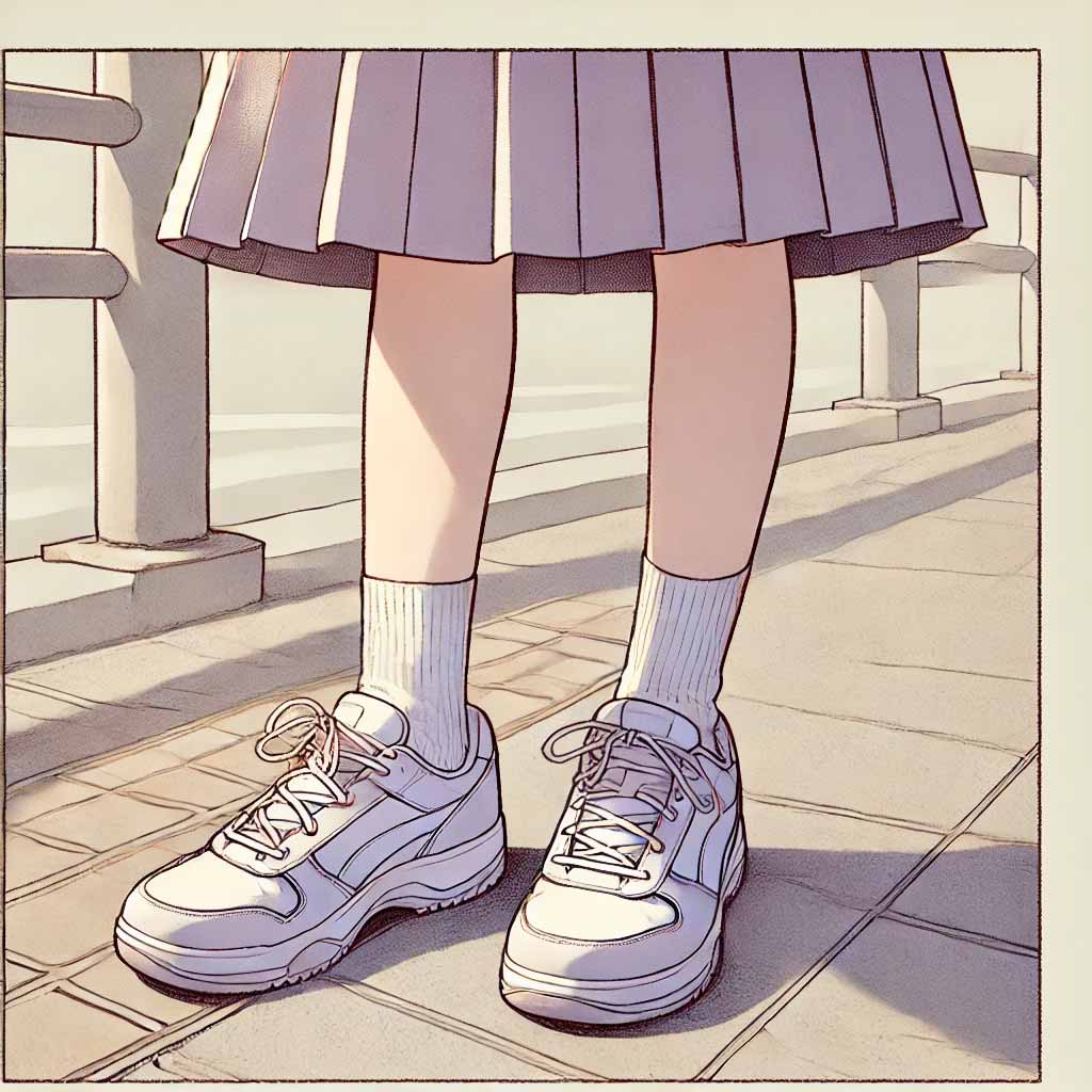 スニーカーの中学生女子