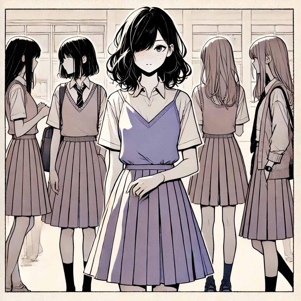 色々なスカートの中学生女子