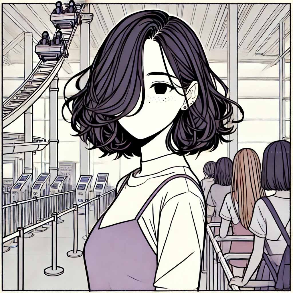 行列に並ぶ中学生女子