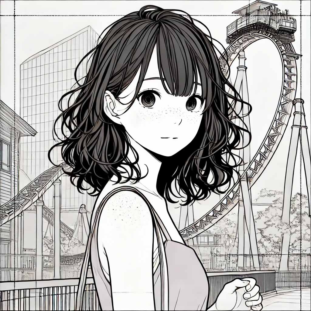 テーマパークに来た中学生女子