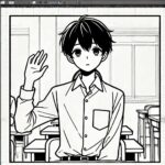 勇気を出して手を挙げている中学生男子