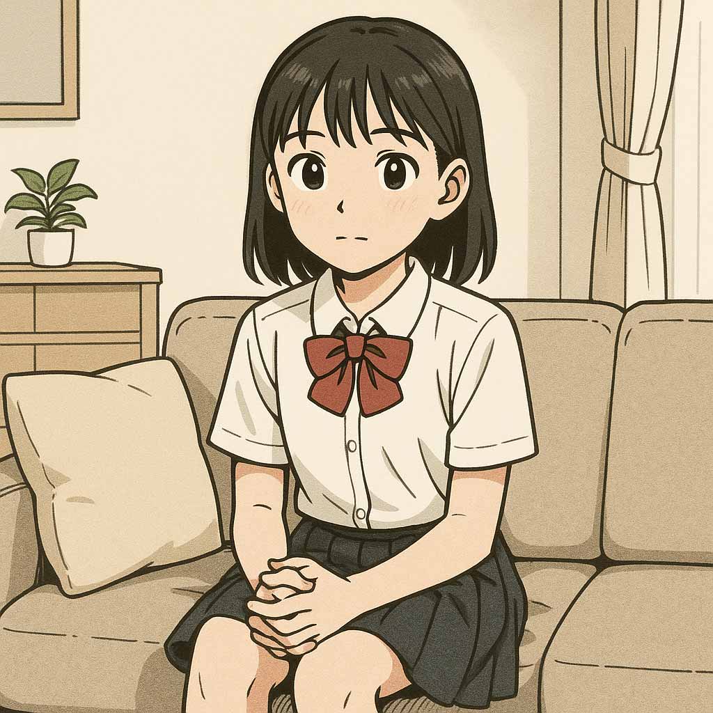 話そうと緊張している中学生女子