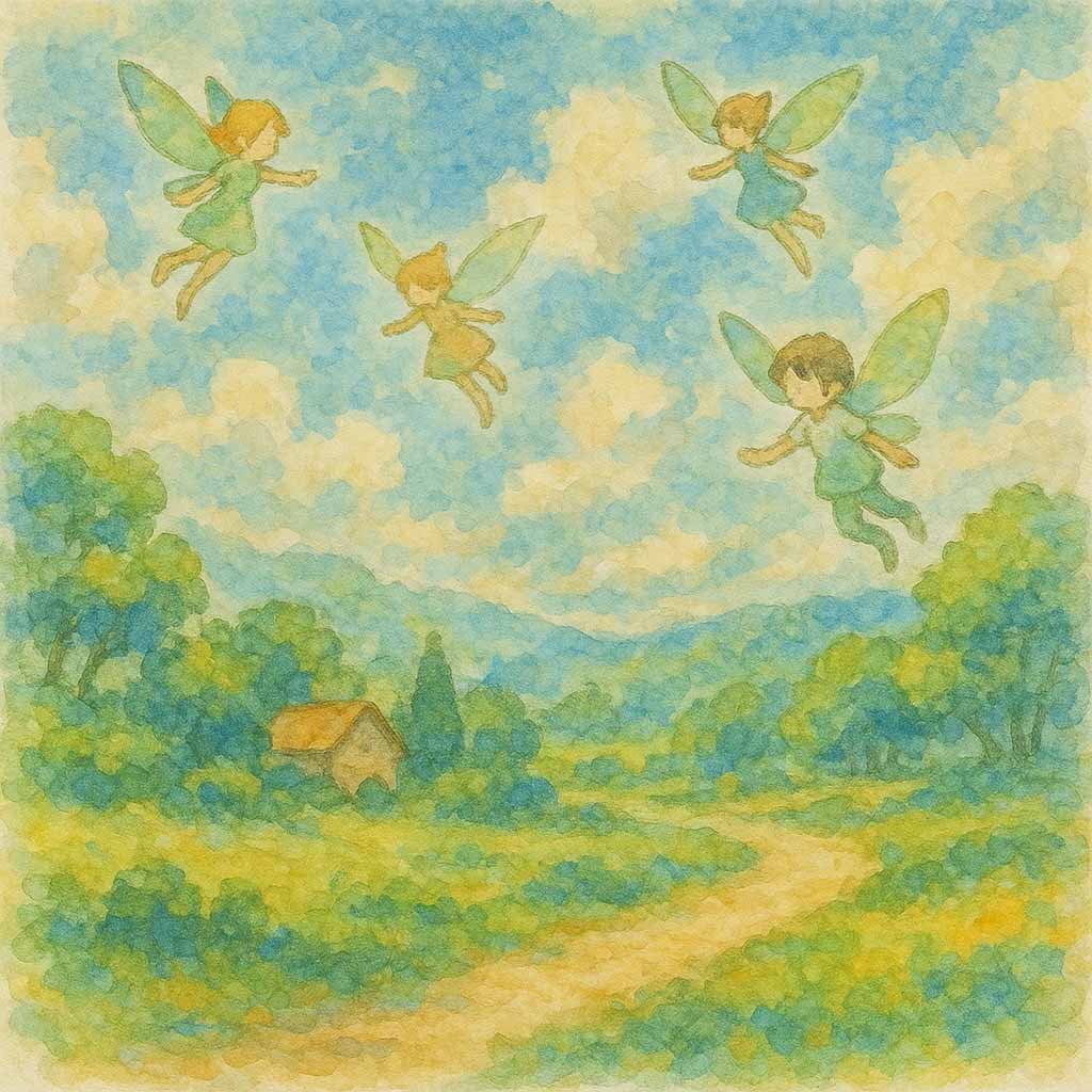 妖精が飛んでいるイメージ