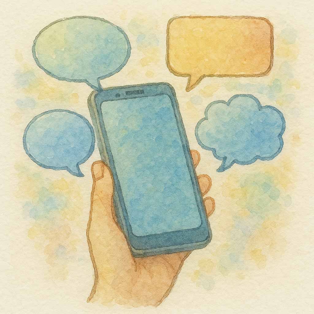 SNSイメージ　スマホ　吹き出し