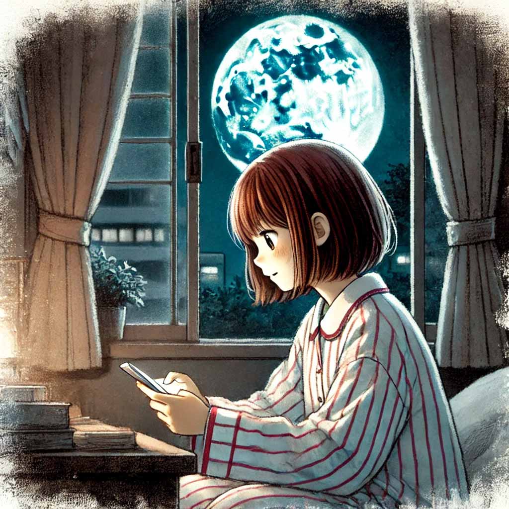 夜更かししている中学生女子