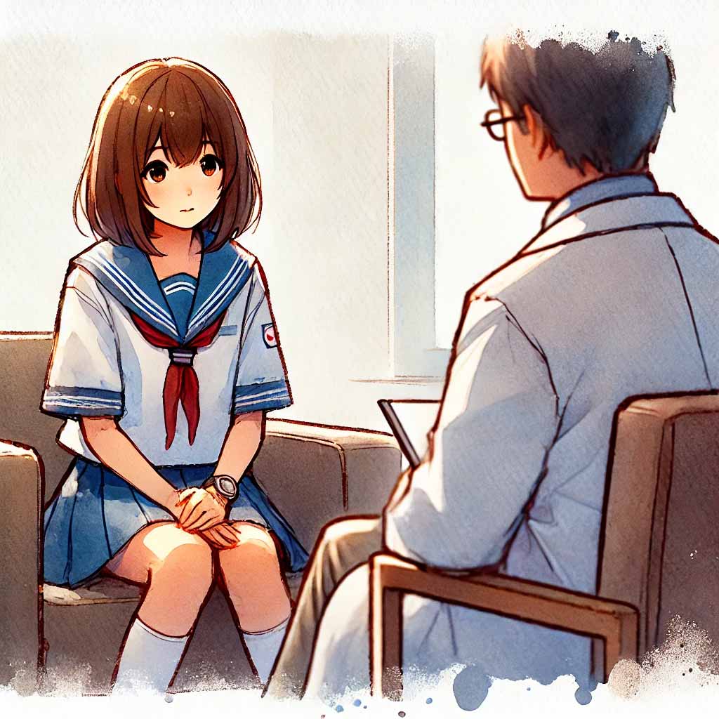 医者と相談している