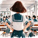 教室に椅子中学生女子