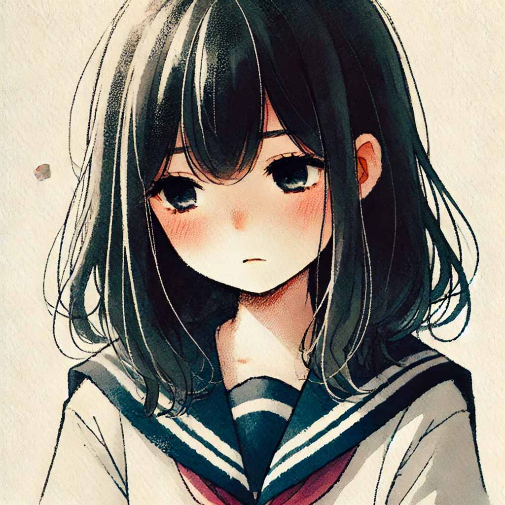 恥ずかしがっている中学生女子