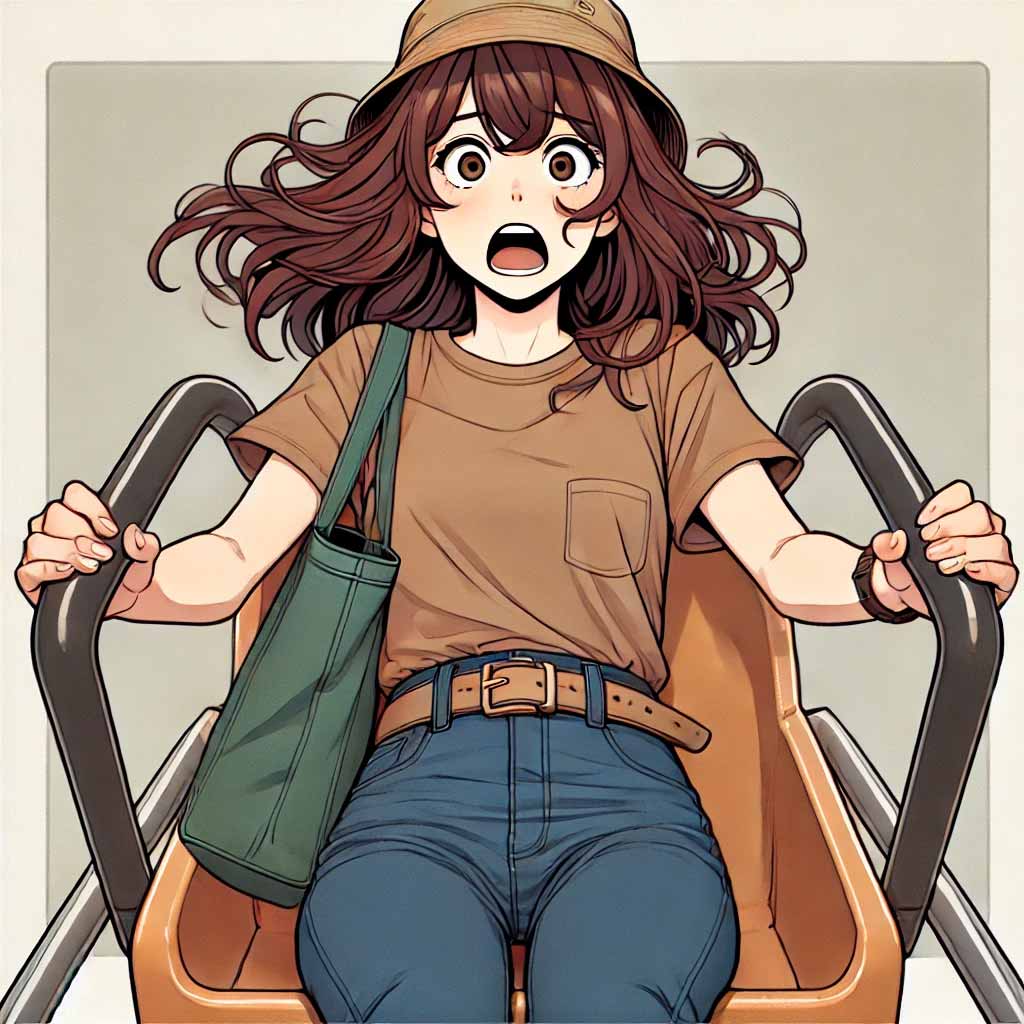 コースターで息ができない中学生女子
