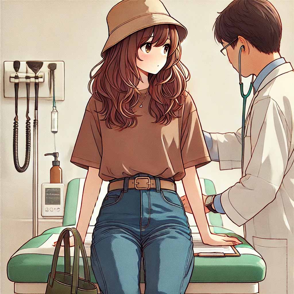 診察を受ける中学生女子