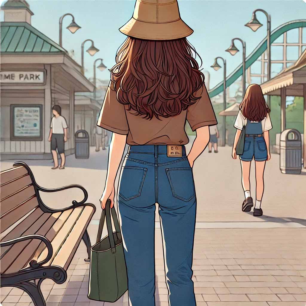 テーマパークに来た中学生女子