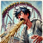 コースターで吐いている中学生男子