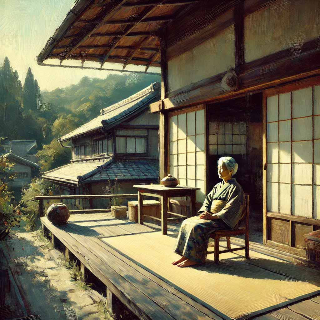 縁側の老婆