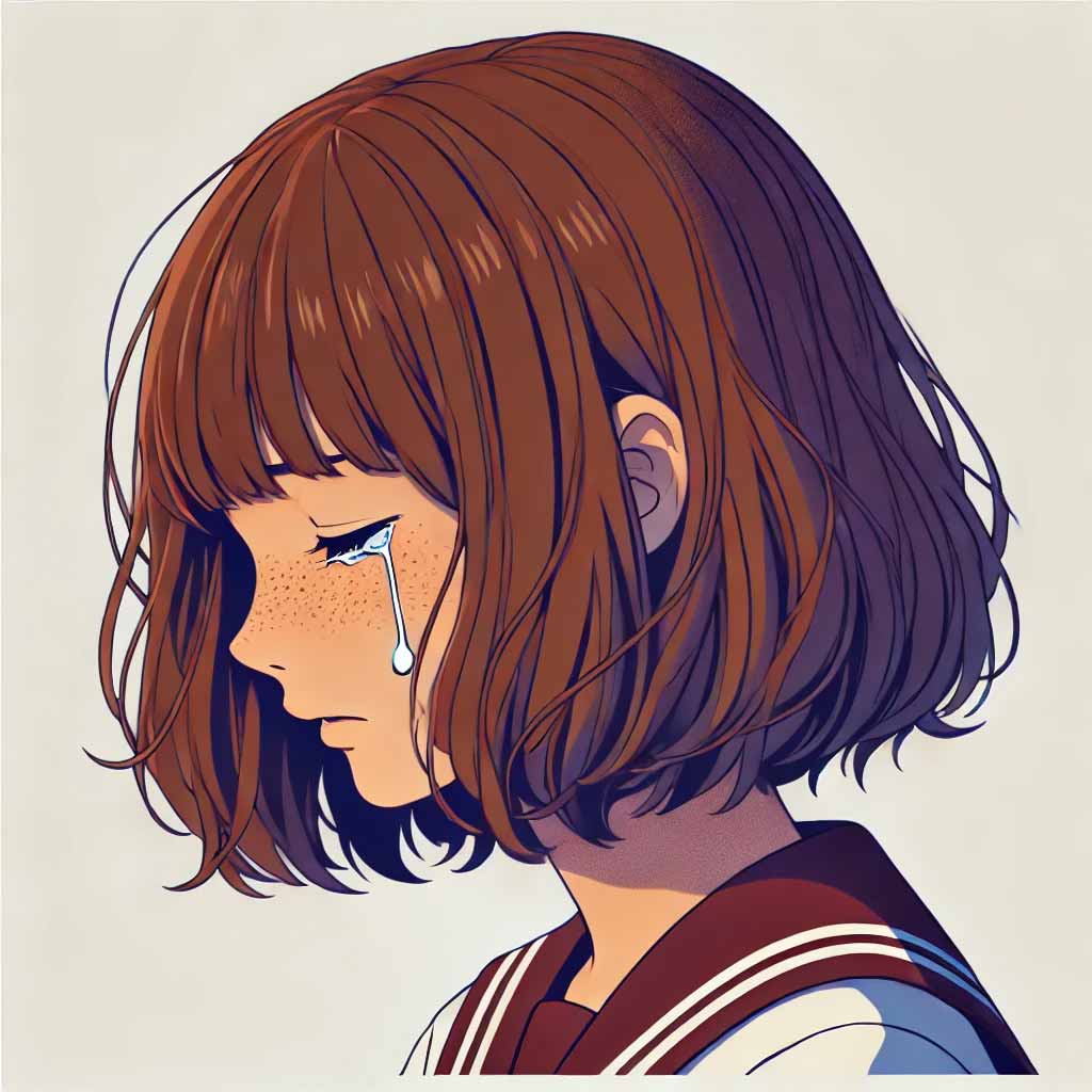 泣いている中学生女子