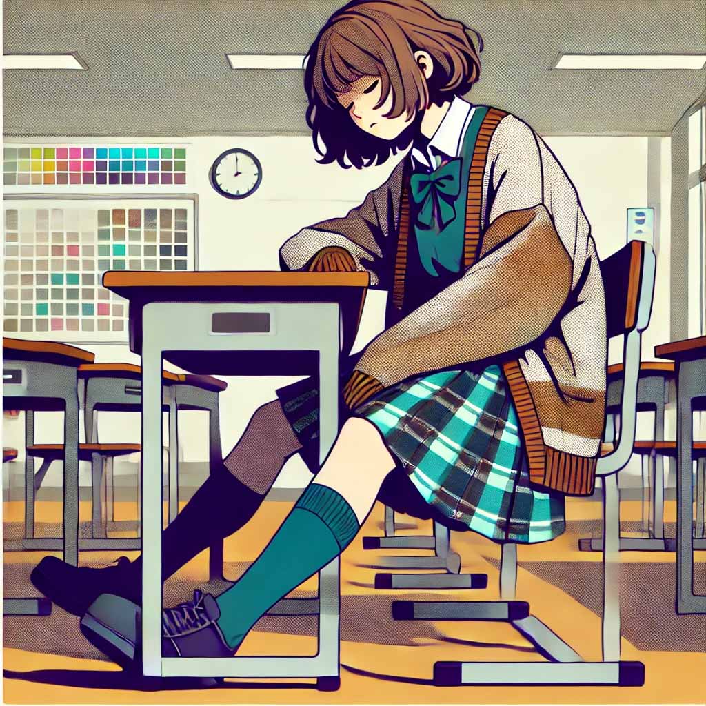 憮然としている中学生女子