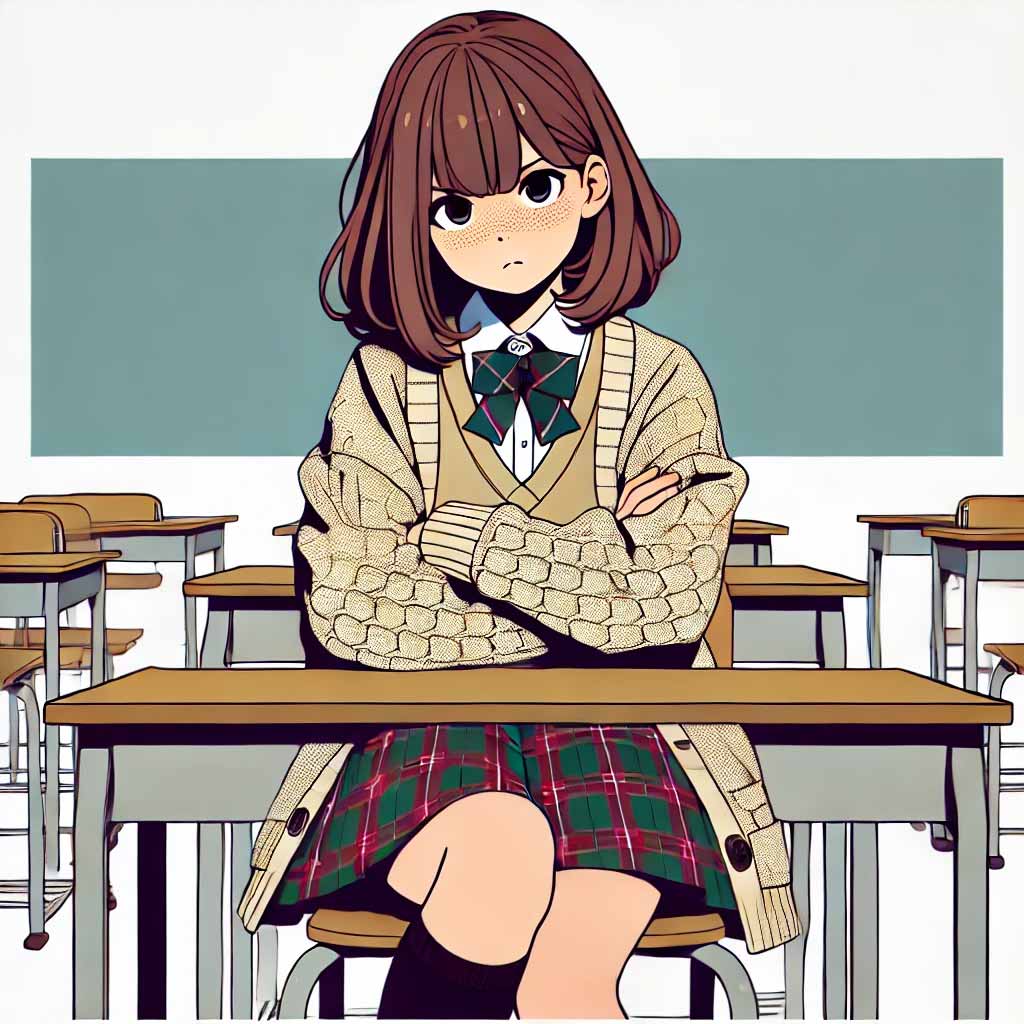 席替えが最悪で憮然としている中学生女子