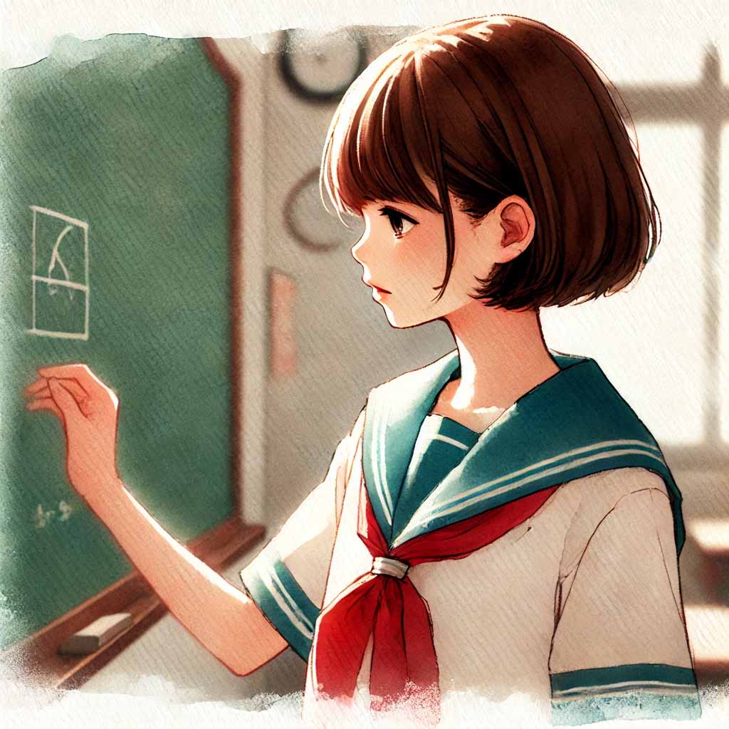 勉強に勤しむ中学生女子