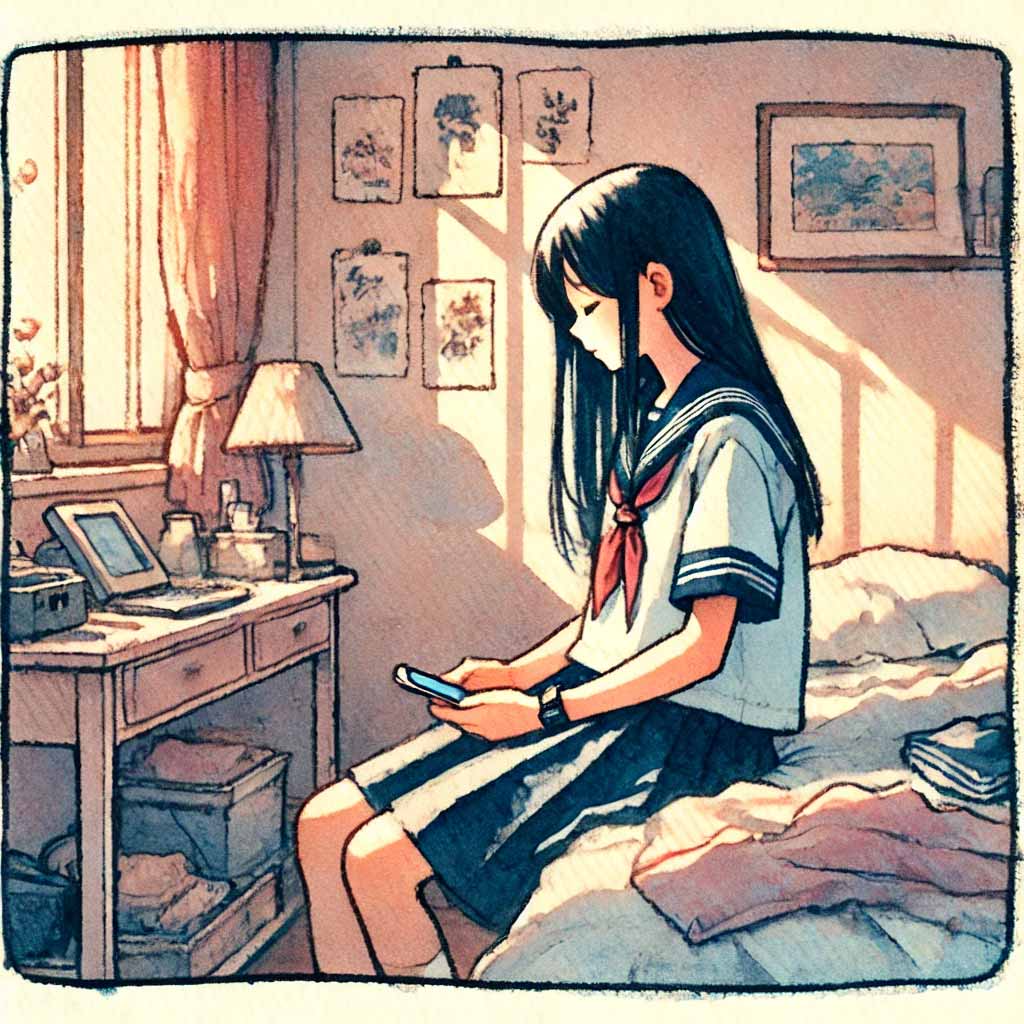 SNSしている中学生女子