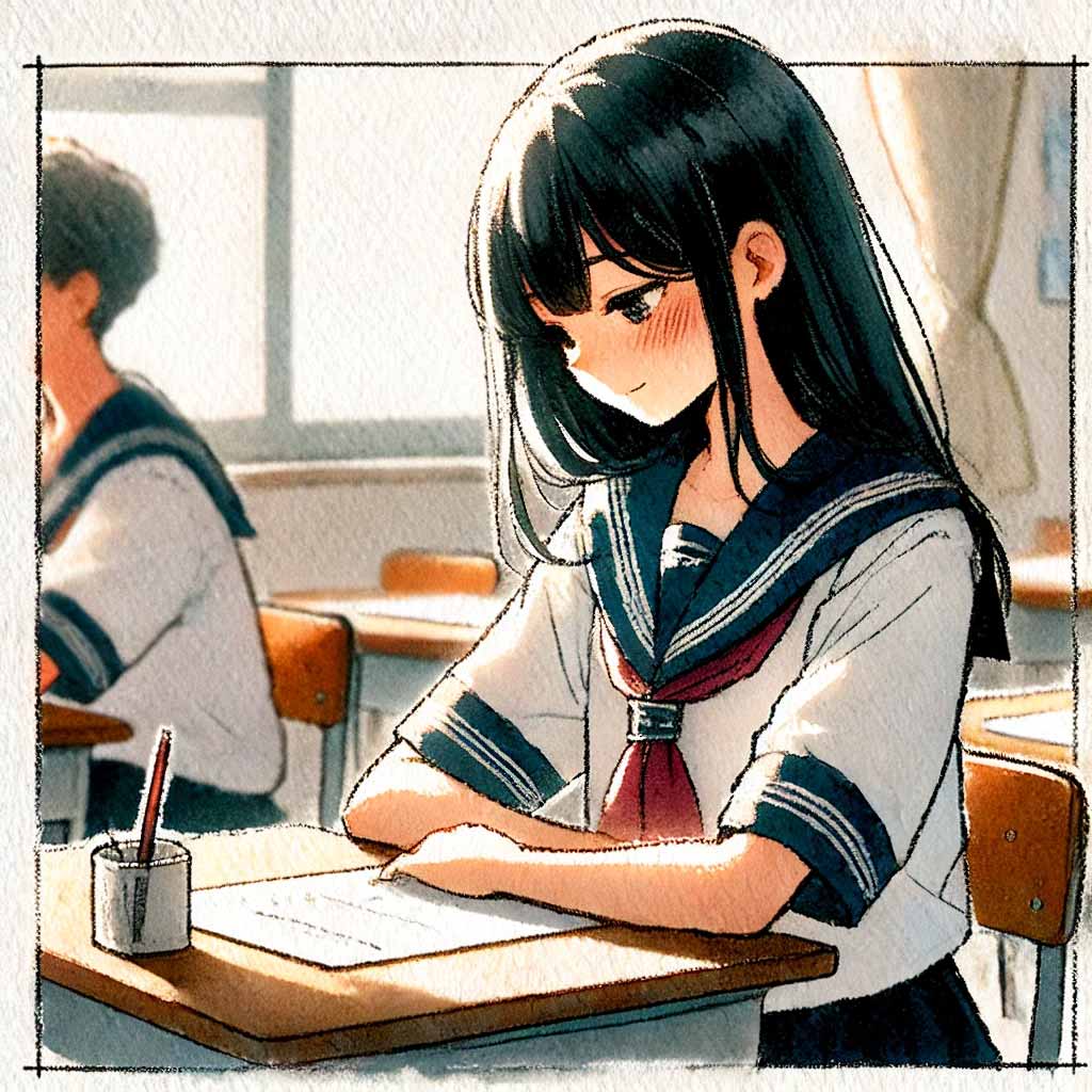 隣の男の子にのぼせている中学生女子