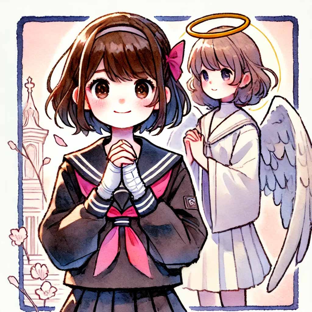 おまじないをしている中学生女子