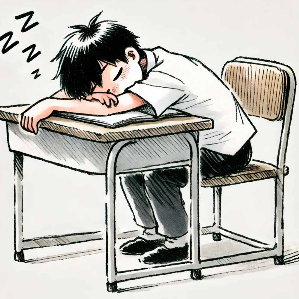 授業中寝ている生徒 