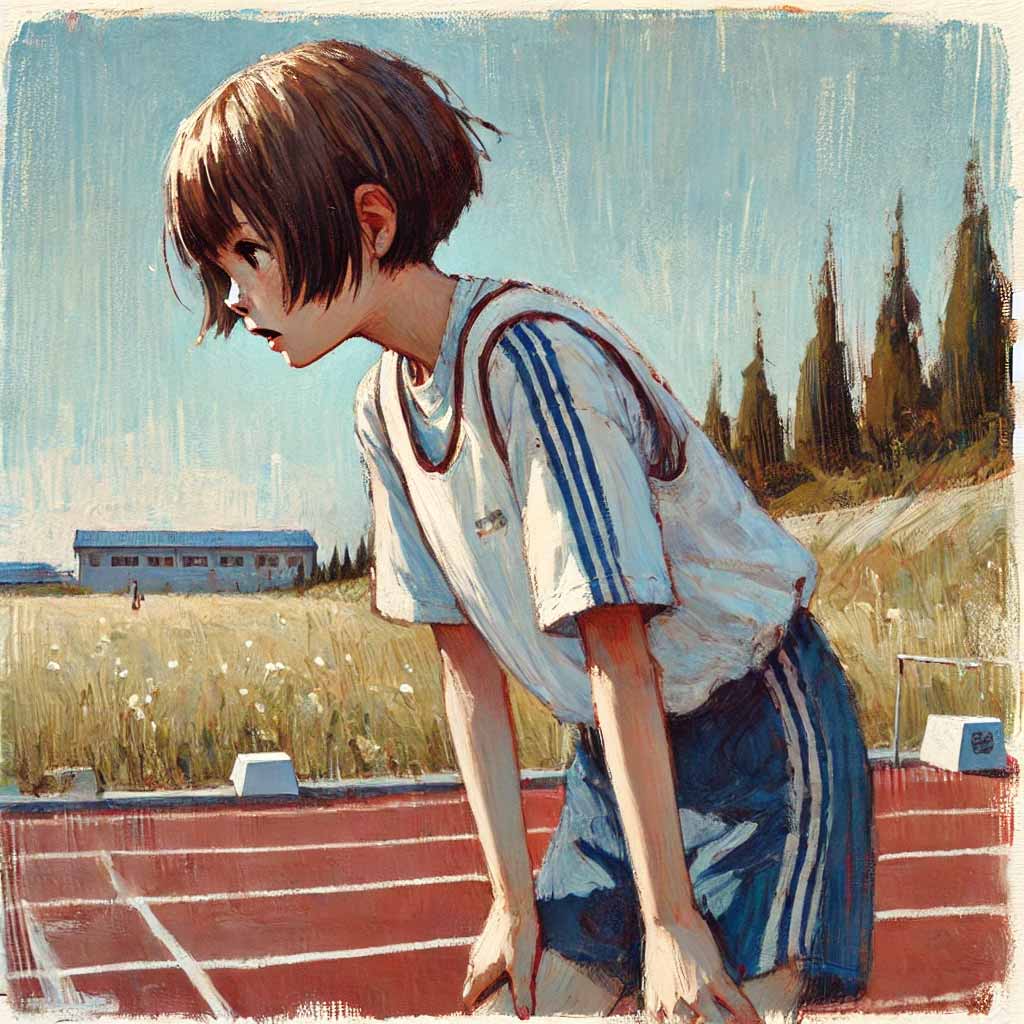 息が切れている中学生女子