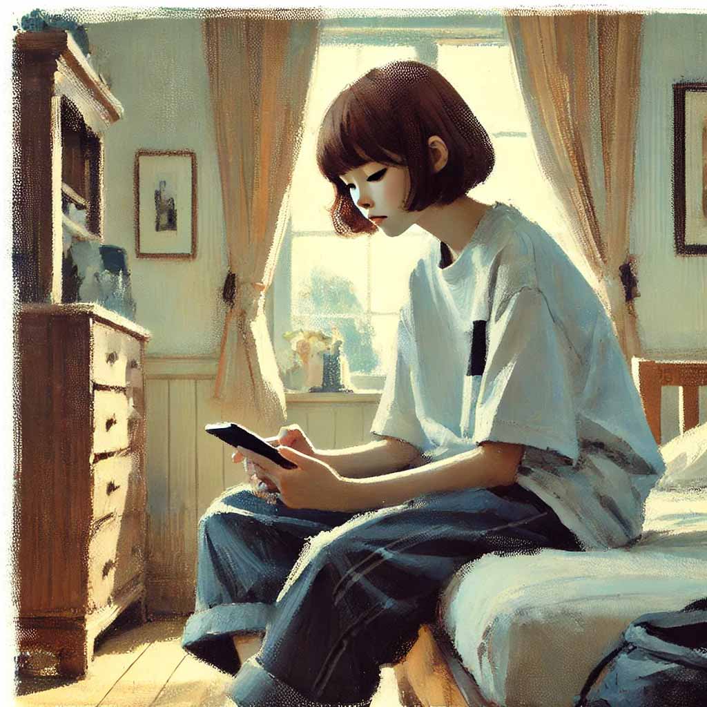 スマホしている中学生女子