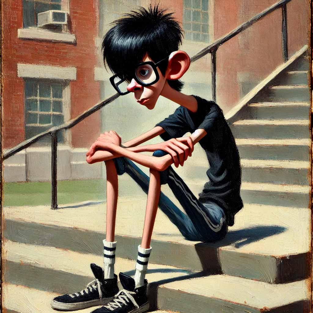 悩む学生男子