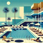 ホテルのプール 夏空