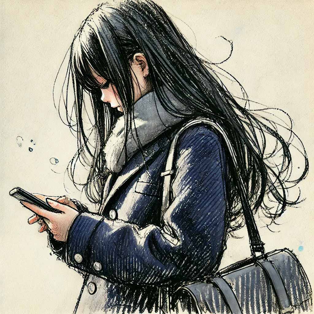 SNSで匂わせしている中学生女子