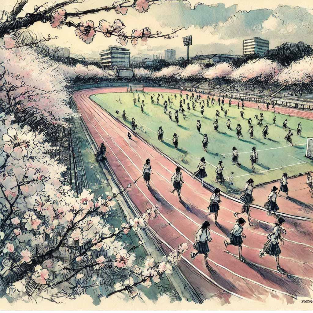 部活をしている中学生陸上部