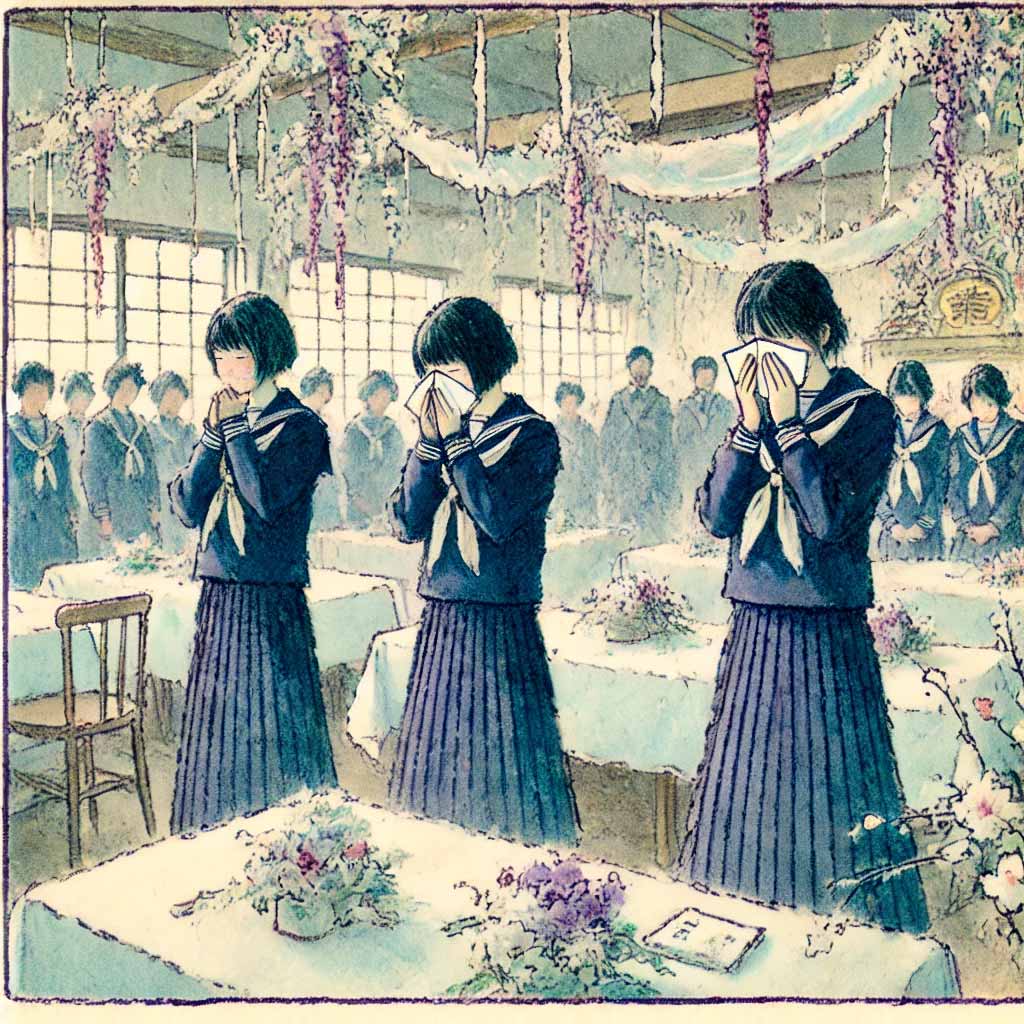 感動して泣いちゃう中学生女子