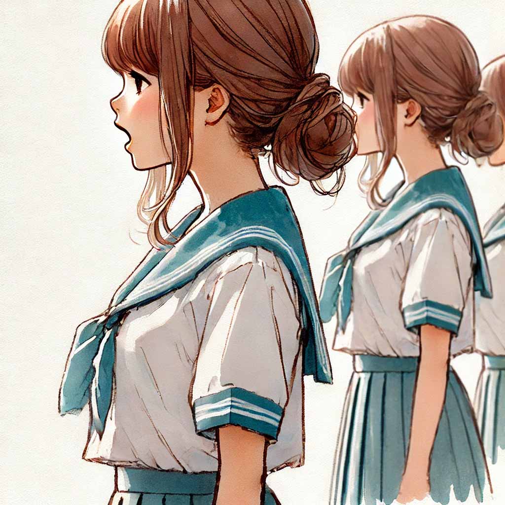 みんなで髪型を揃えて練習
