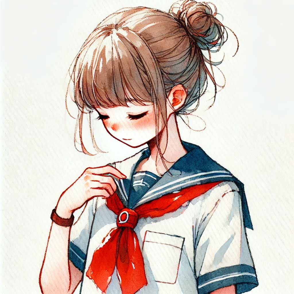 緊張しないおまじないをする中学生女子