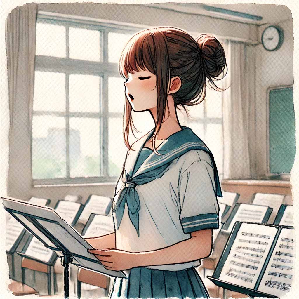 一人で練習中の中学生女子