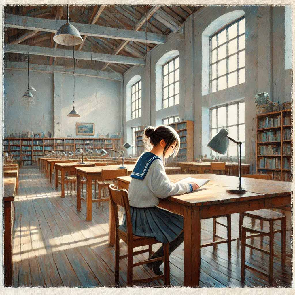 図書館で勉強中