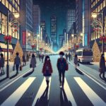 イルミネーションの中 デートの二人