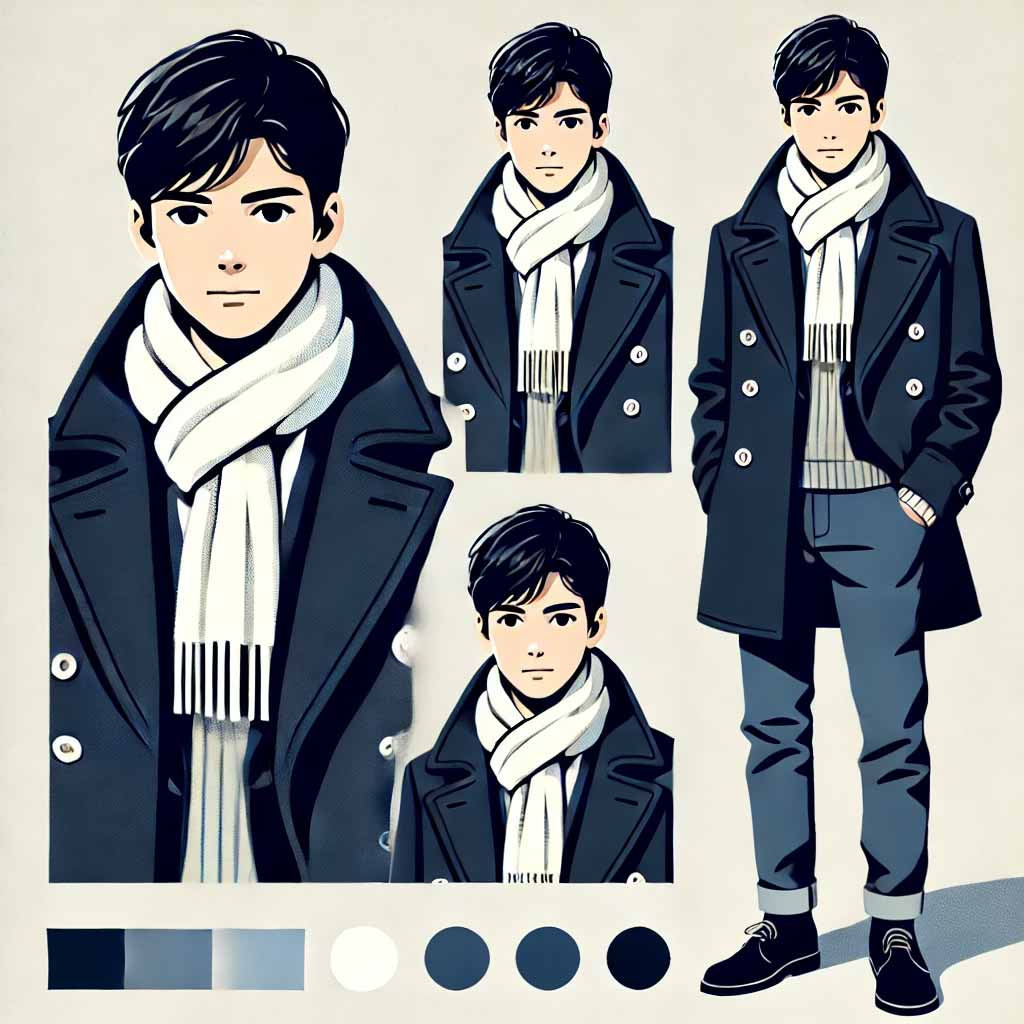 白いマフラーの男性