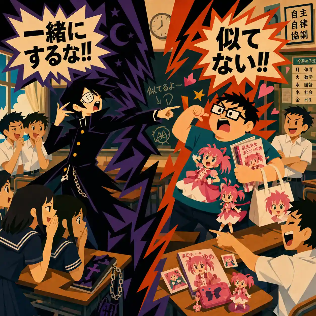 にていると言われてお互い怒るオタクと中二病