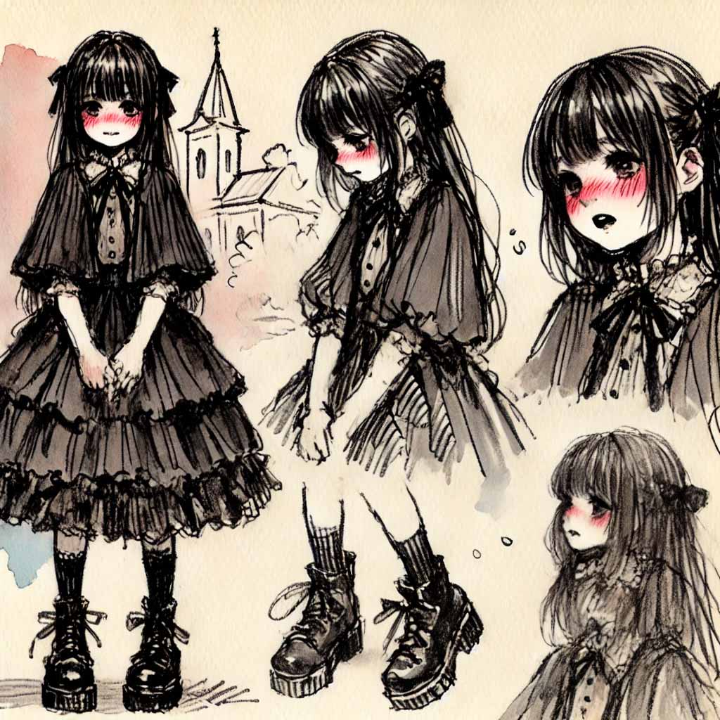 中二病女子　恋愛　頬染めている