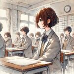 授業中の中学生女子