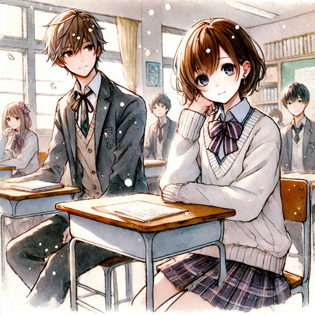 好きな人の隣にいる女子中学生