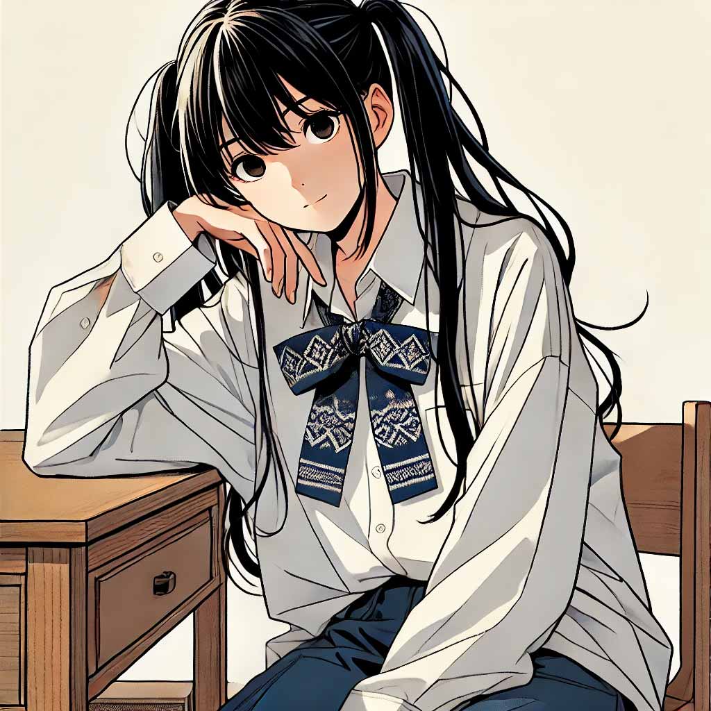 頬杖をつく少女