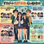 ダブルデートで気まずくならない4人の組み合わせを解説する中学生向けインフォグラフィック