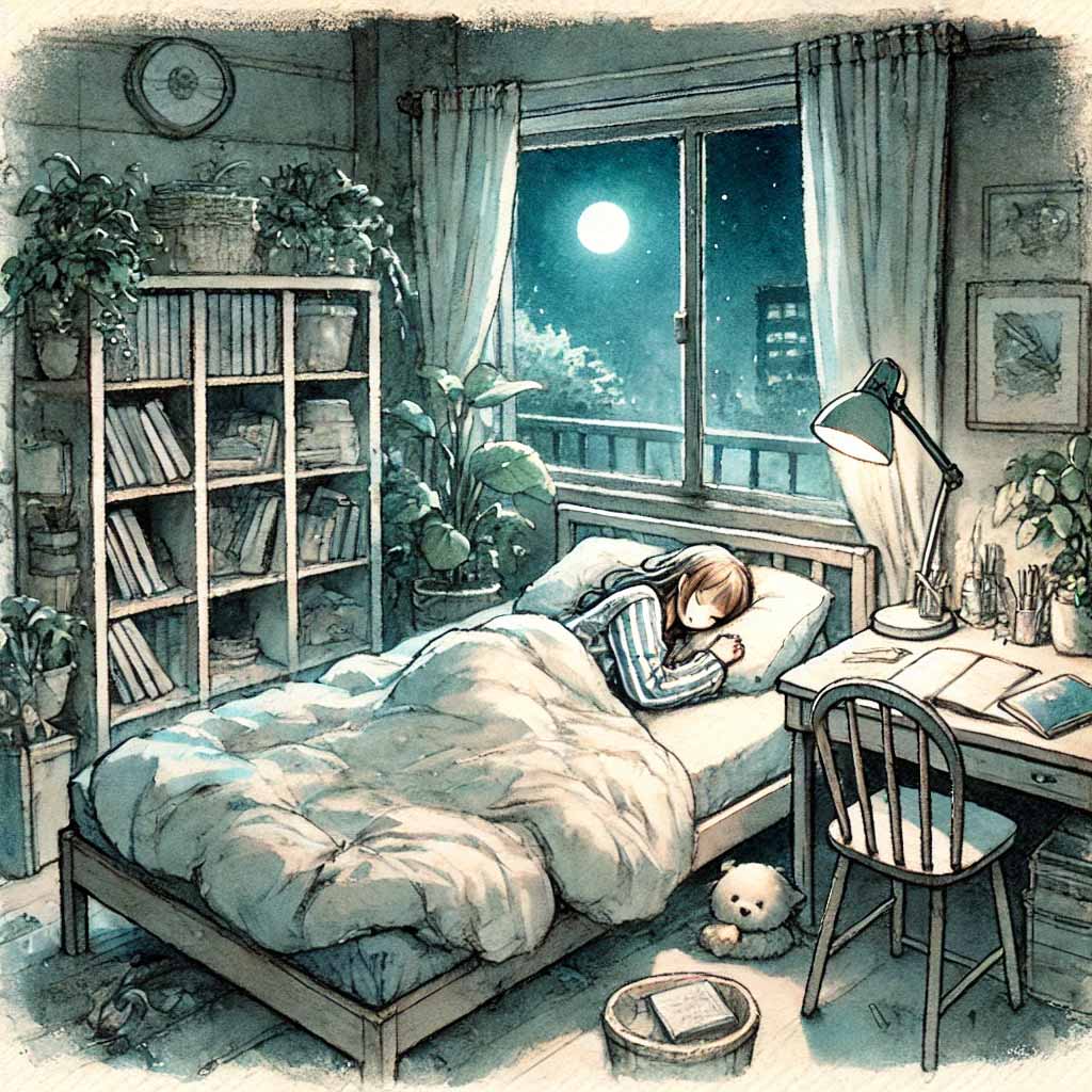 中学生女子 ゆめをみている