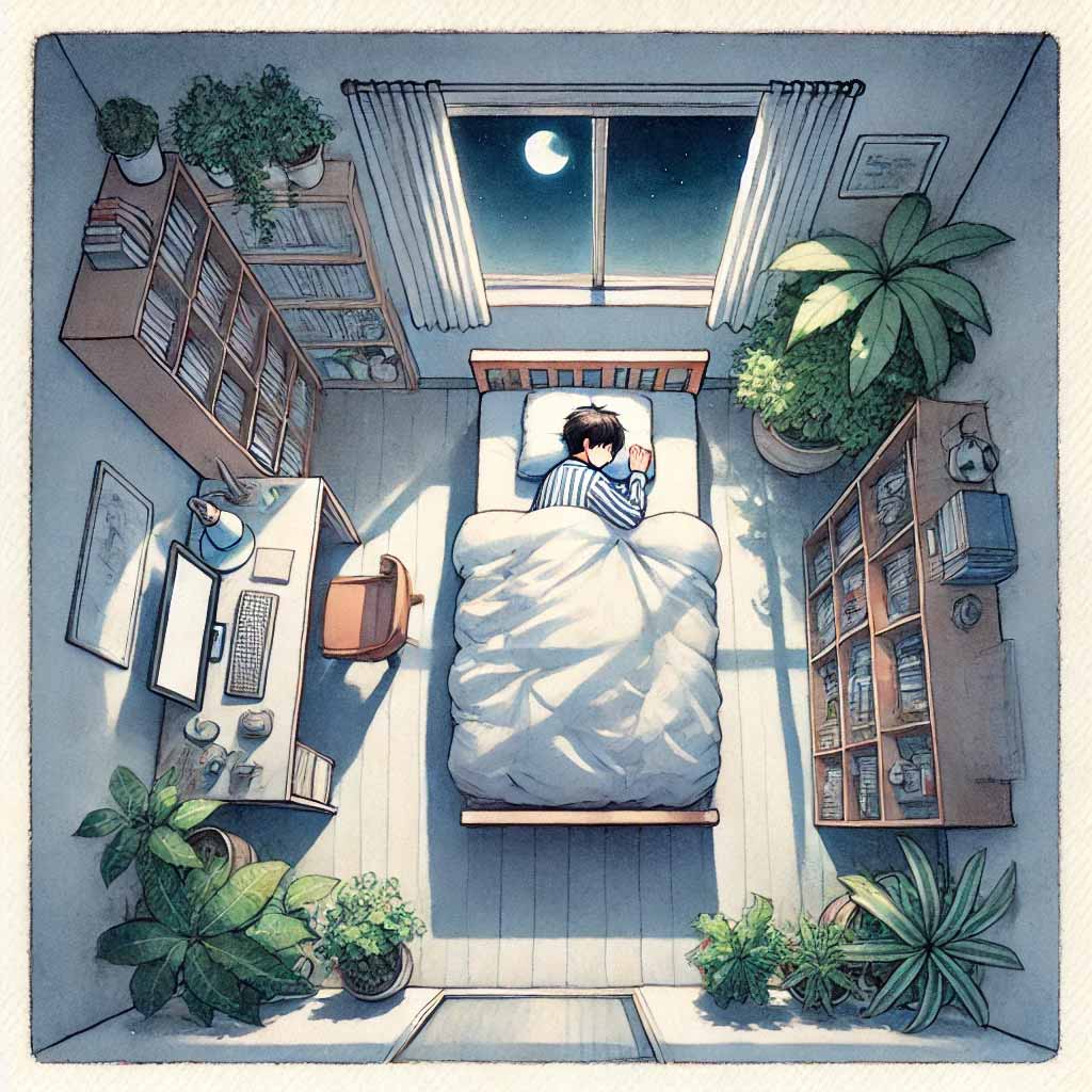 夢を見ている中学生男子