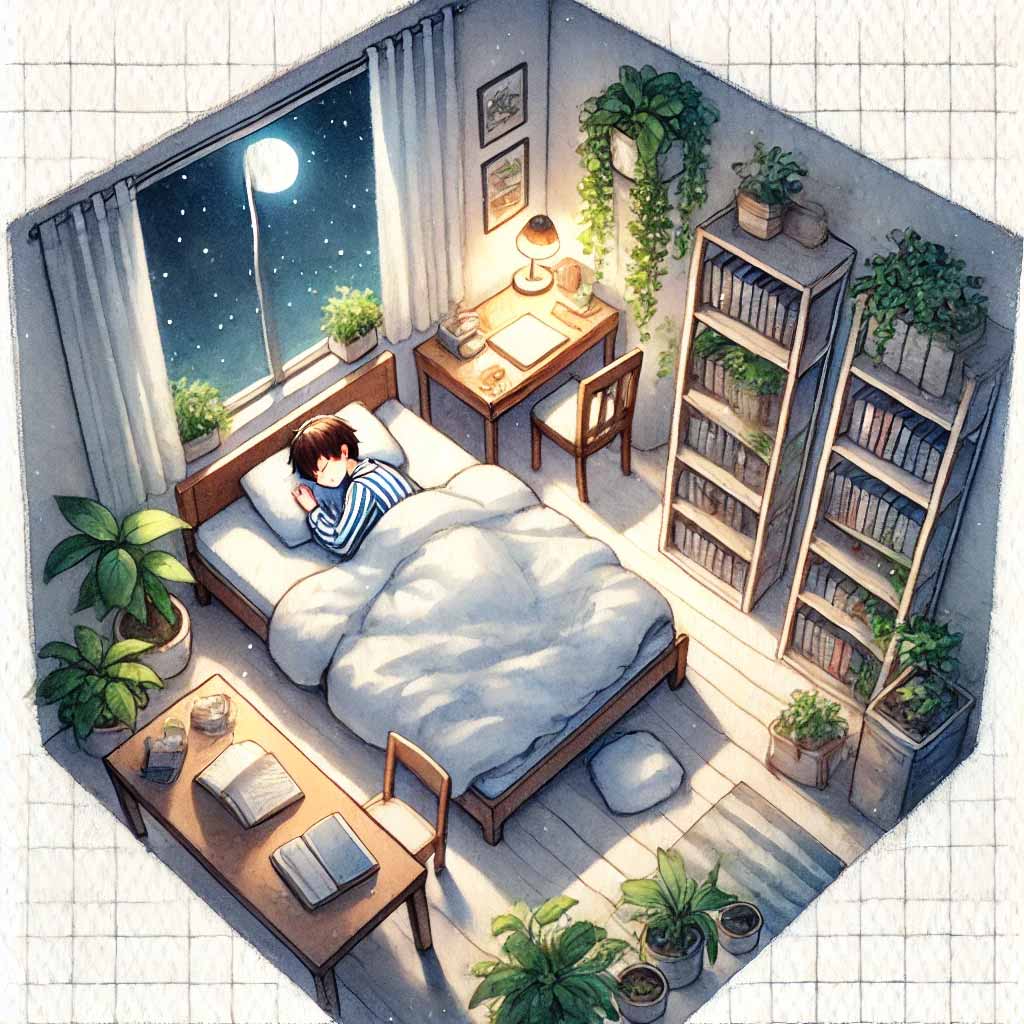 夢を見ている中学生男子